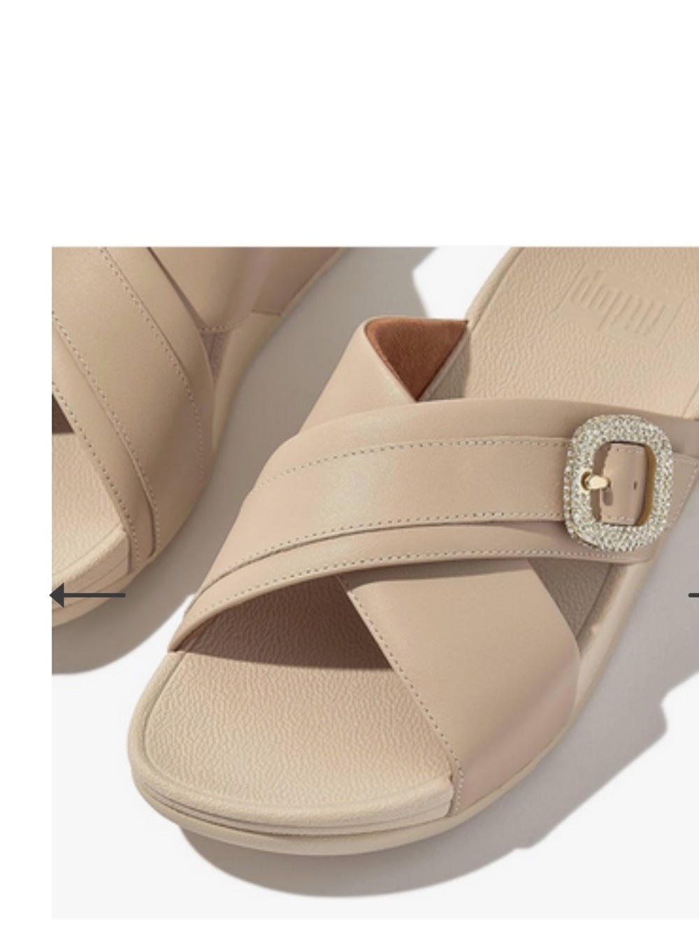 FitFlop Lulu Crystal-Buckle Leather Cross Slides